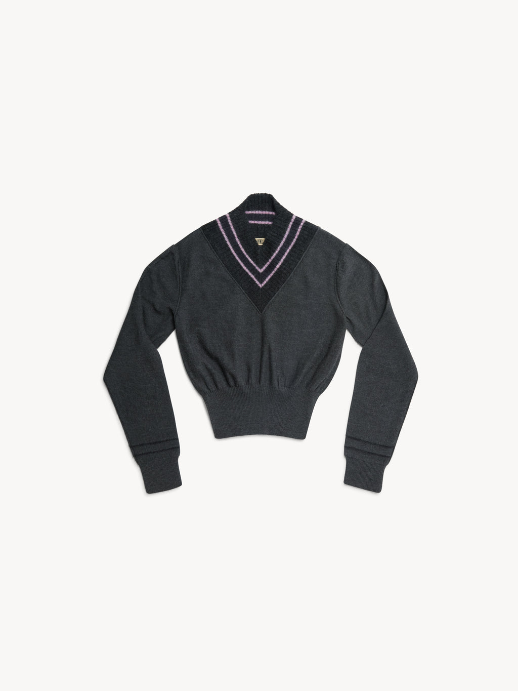 Nora V Neck Charcoal Stripe