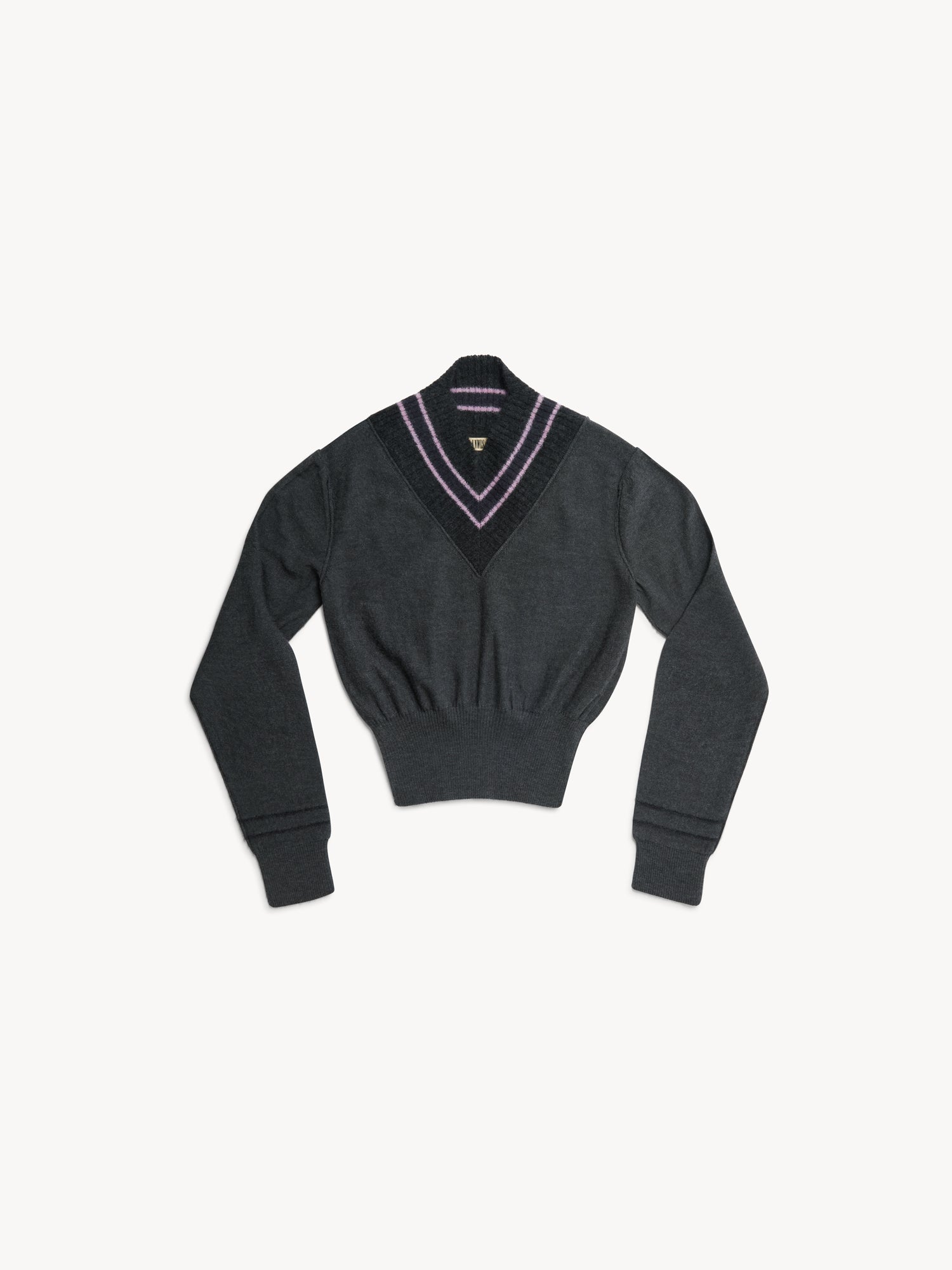 Nora V Neck Charcoal Stripe