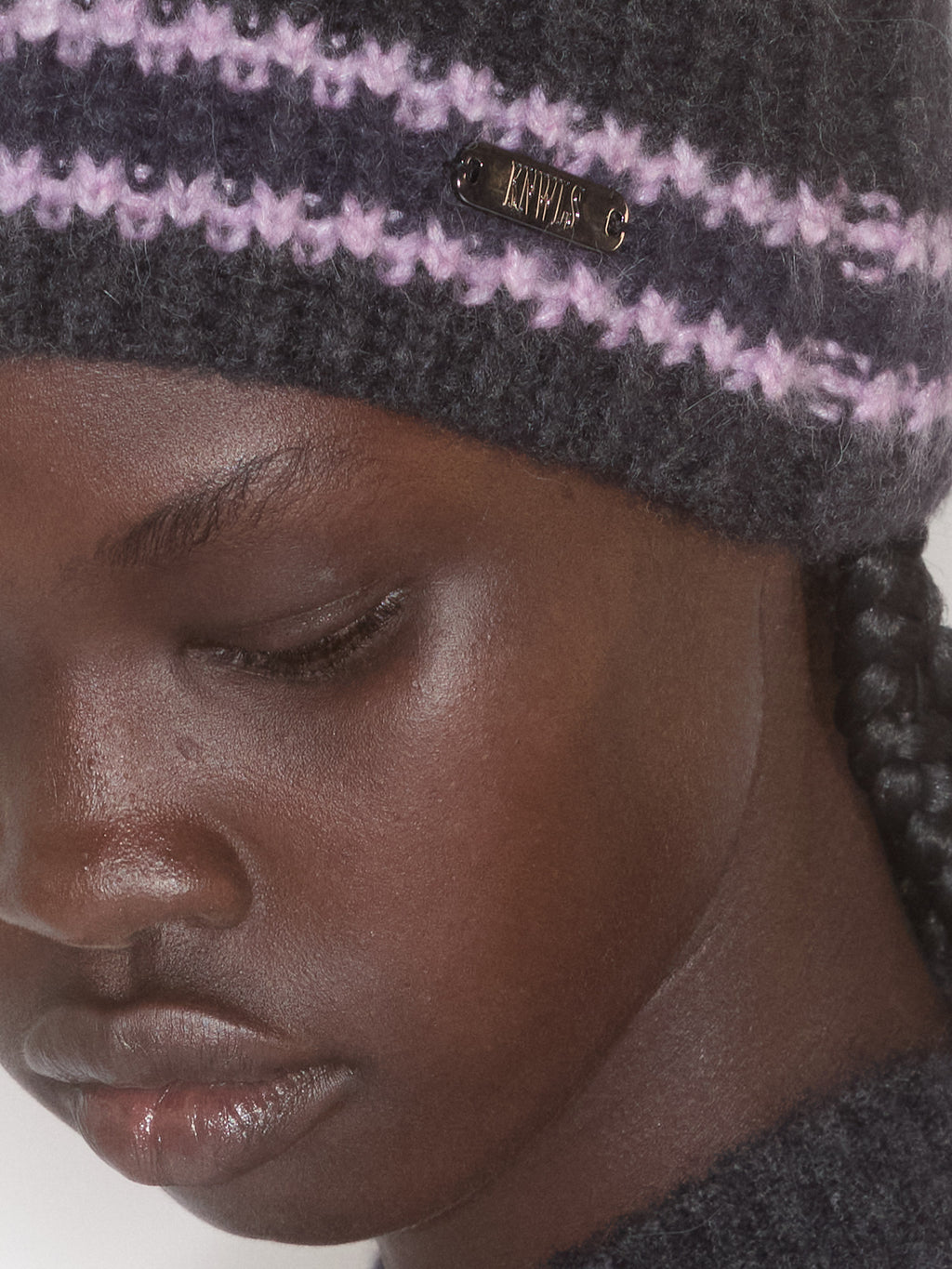 Precious Hat Charcoal Stripe