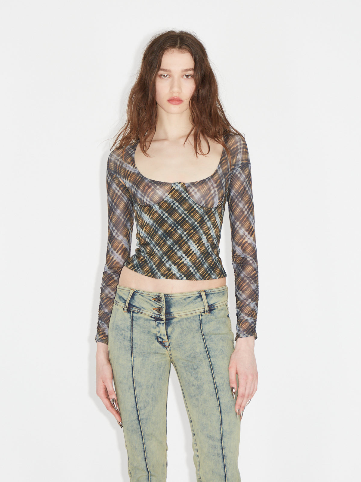 Scythe Bustier Bleach Plaid Blue