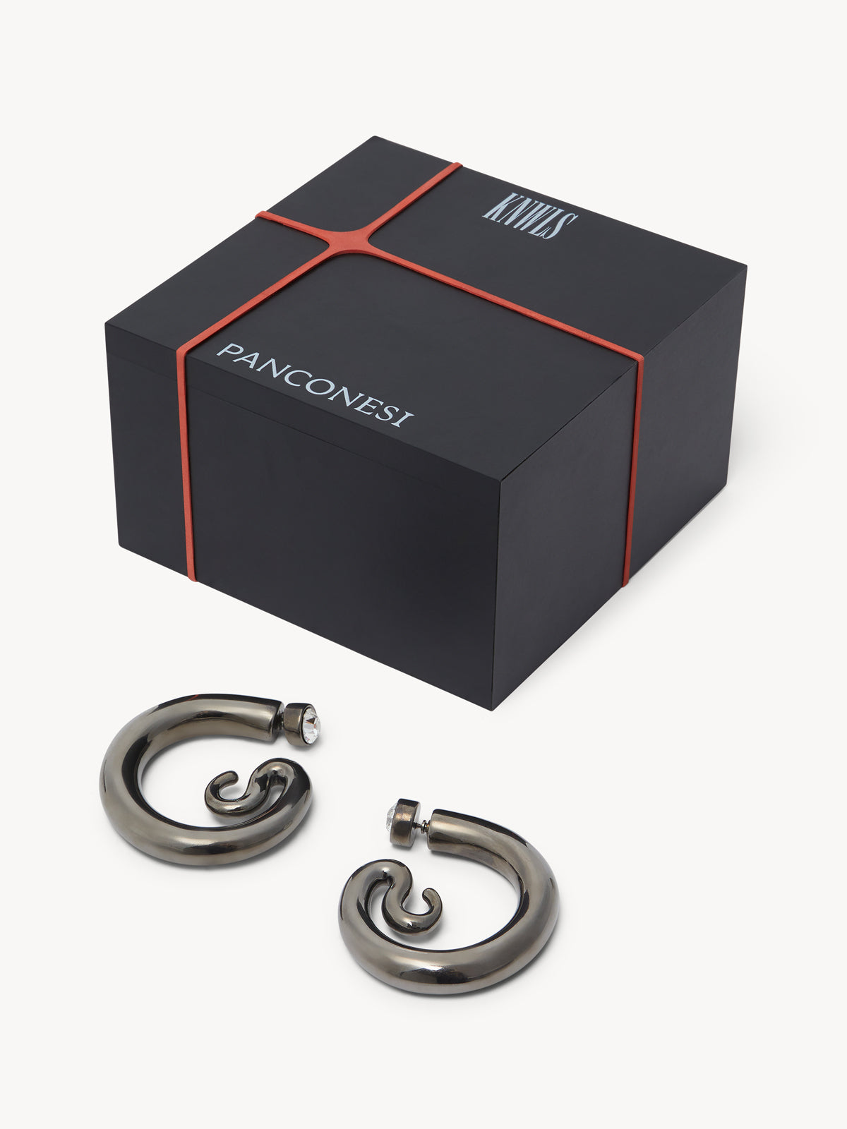 KNWLS x Panconesi Serpent Large Hoop Earrings Gunmetal