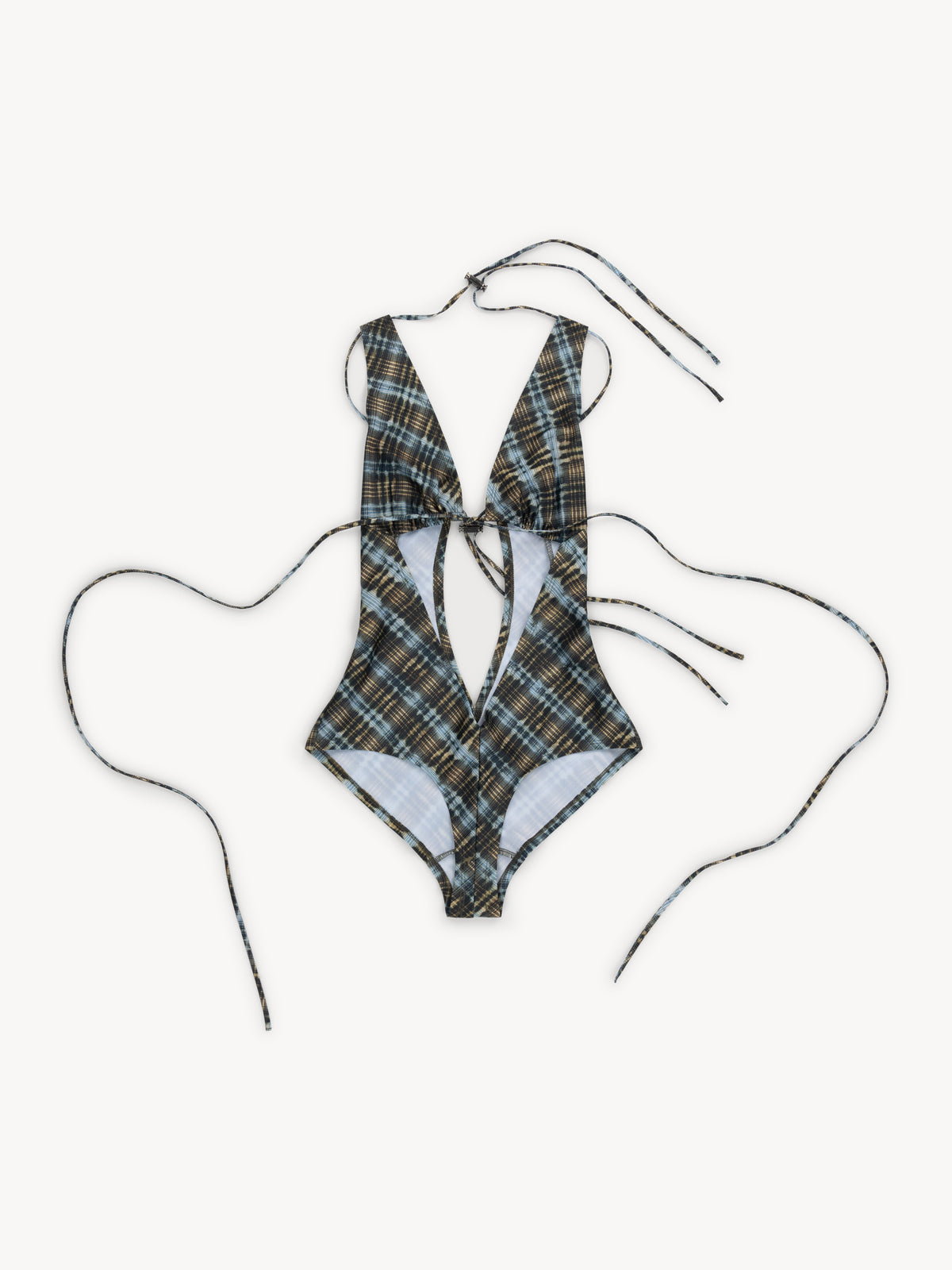 Amber Swimsuit Bleach Plaid Blue