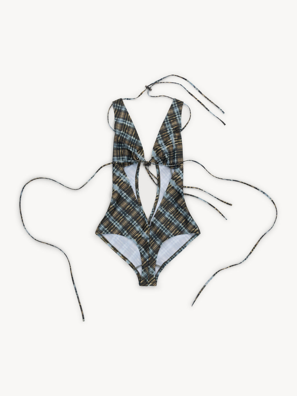 Amber Swimsuit Bleach Plaid Blue