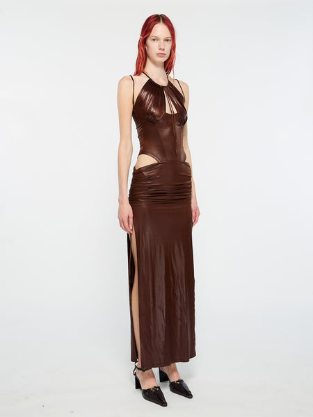 knwls brown polyester mini dress Mayok Mini Dress Tall | Brown | Womens