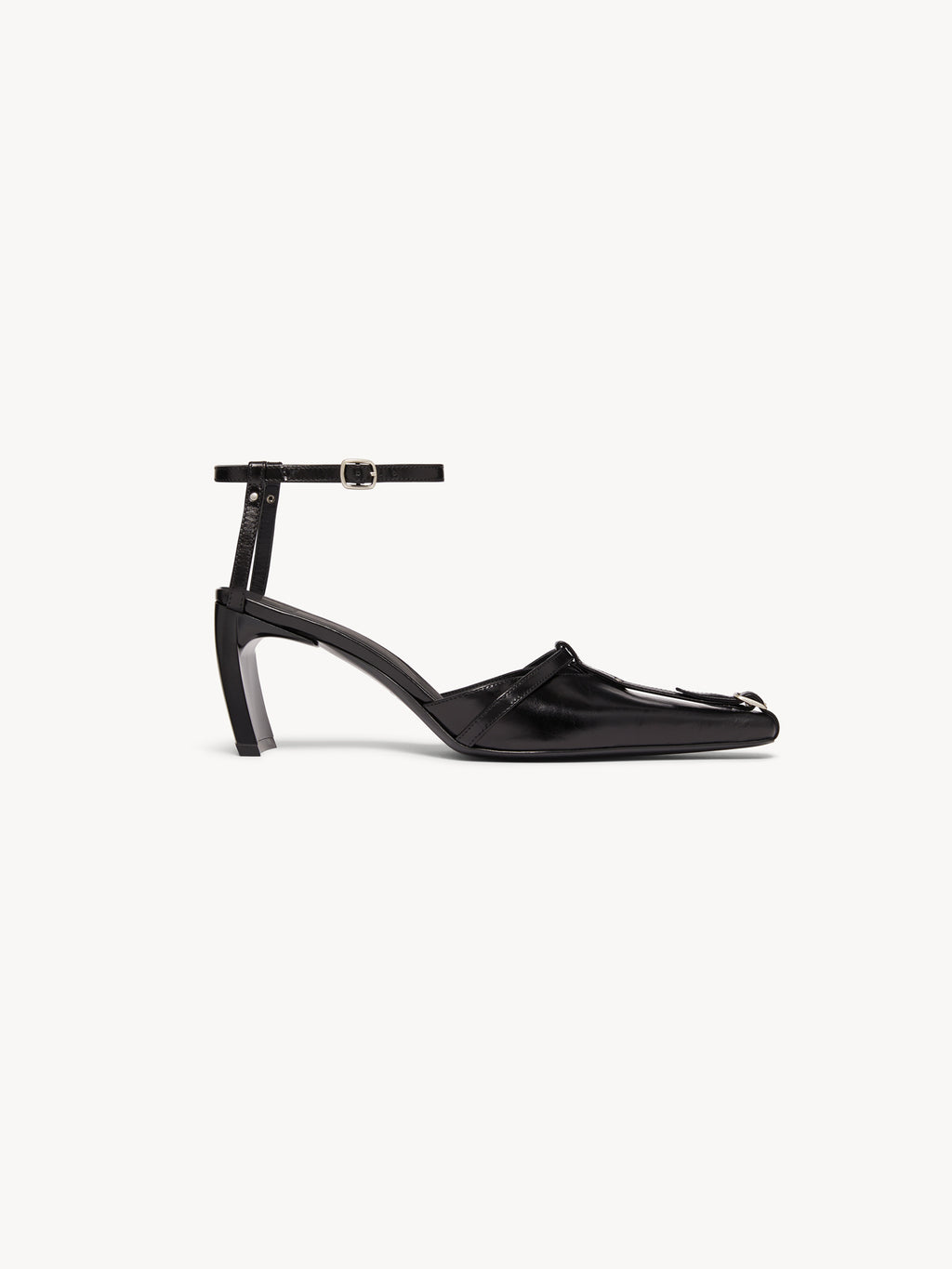 Serpent Buckle Mules Black