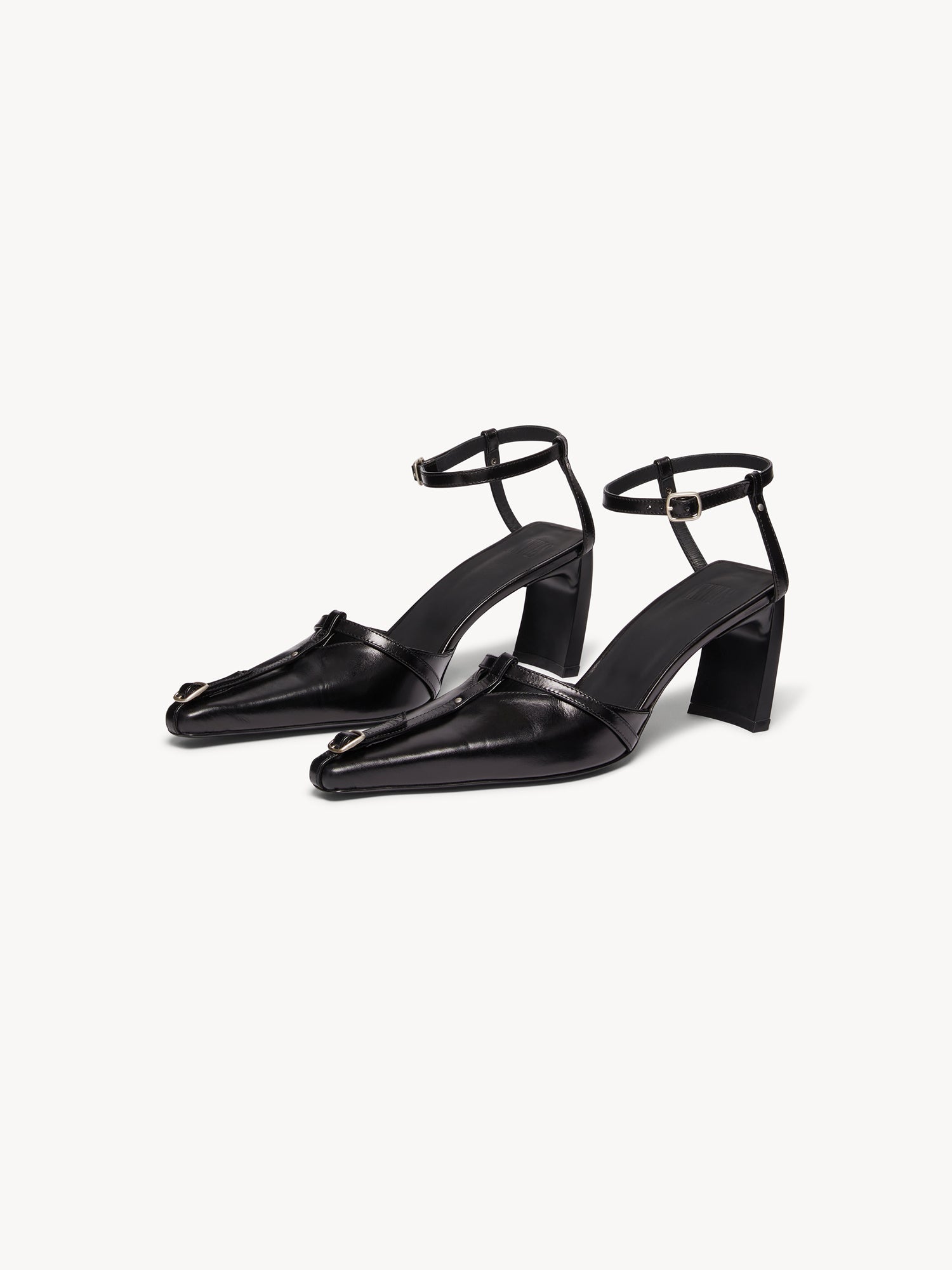 Serpent Buckle Mules Black