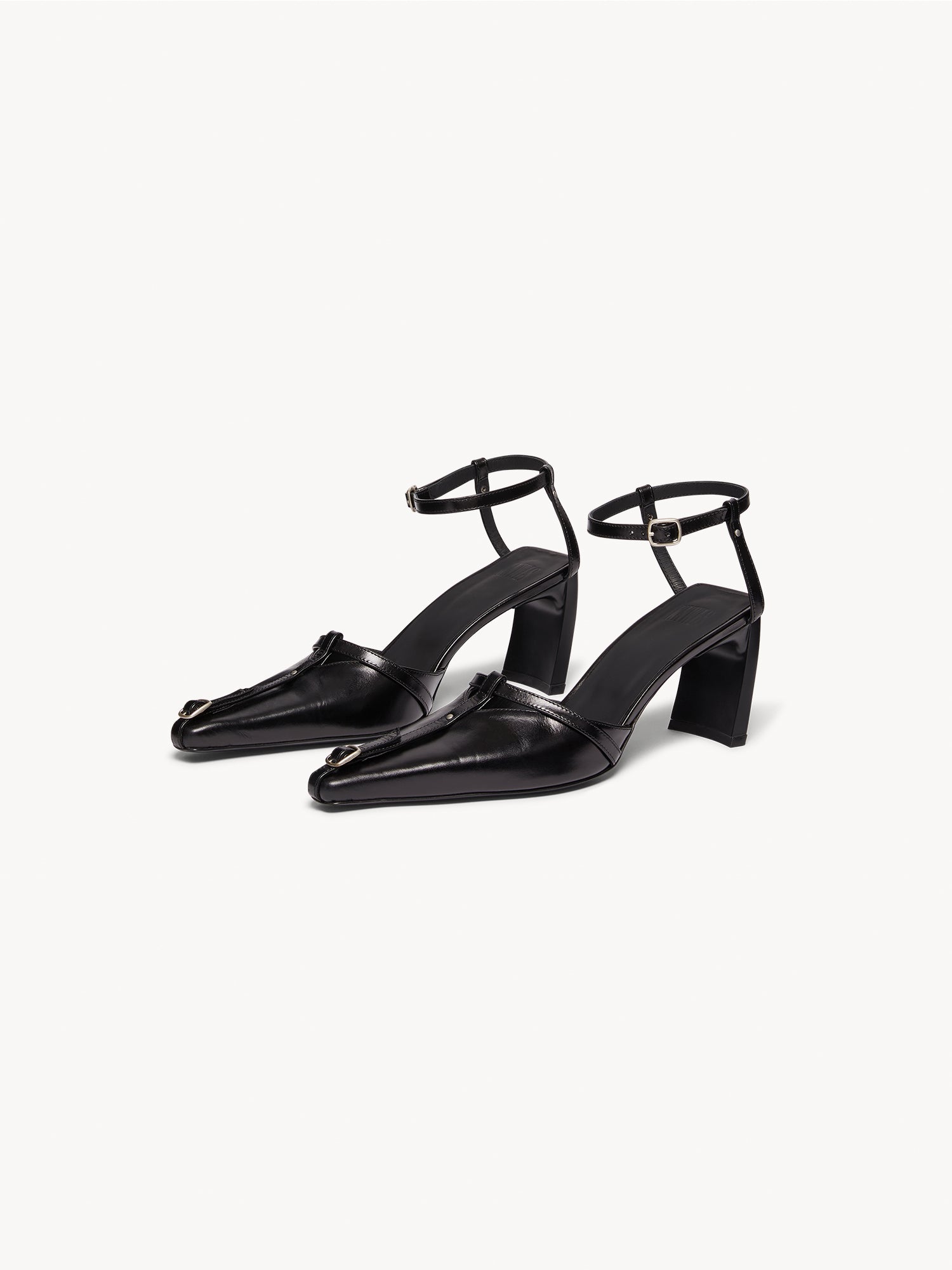 Serpent Buckle Mules Black