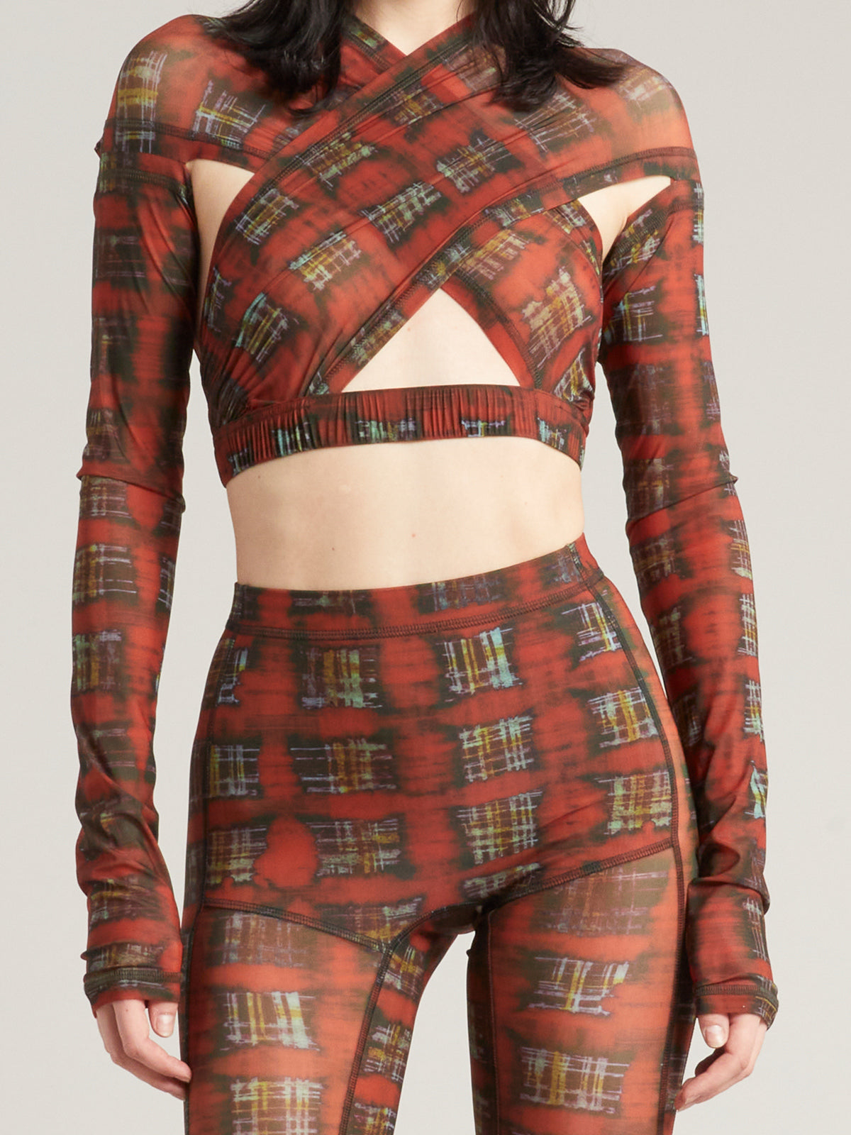 Anti Cross Over Top Acid Plaid Ginger