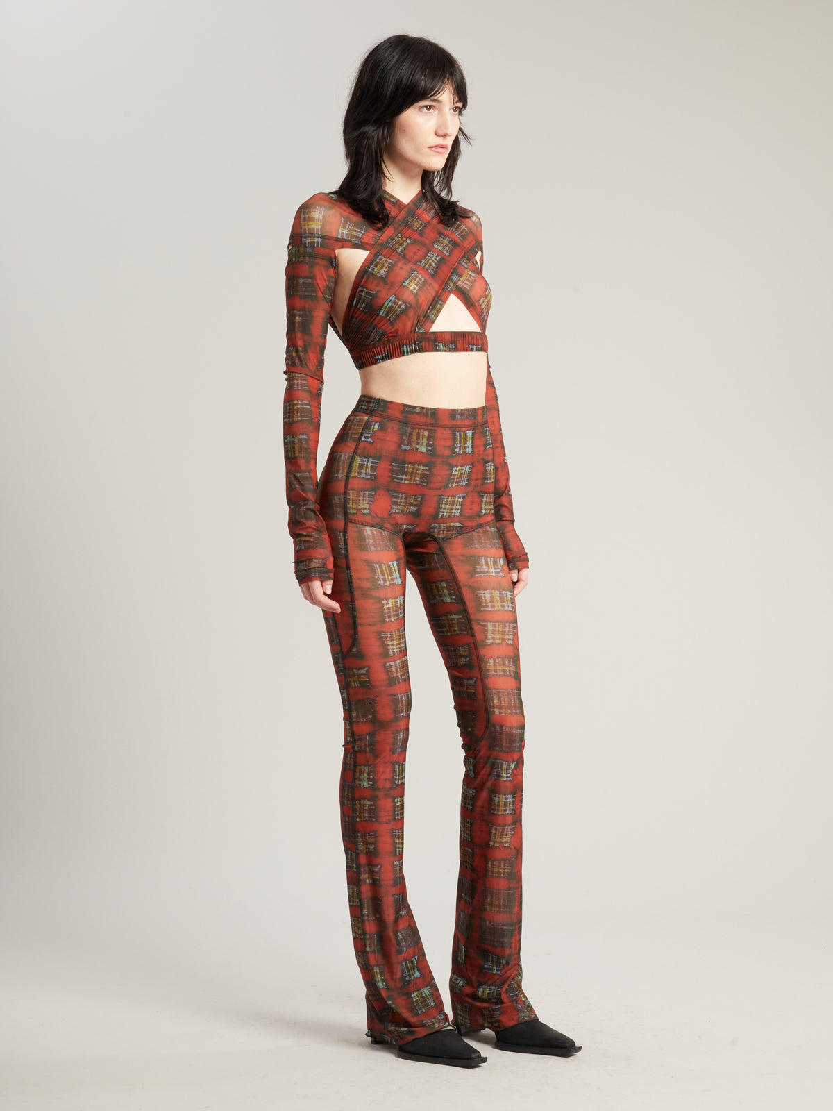 Anti Cross Over Top Acid Plaid Ginger