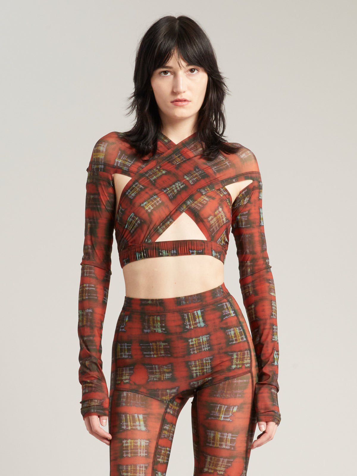 Anti Cross Over Top Acid Plaid Ginger