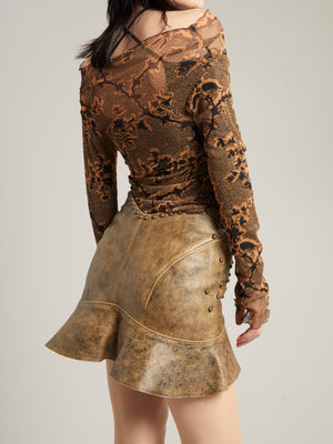 Claw Skirt Washed Brown