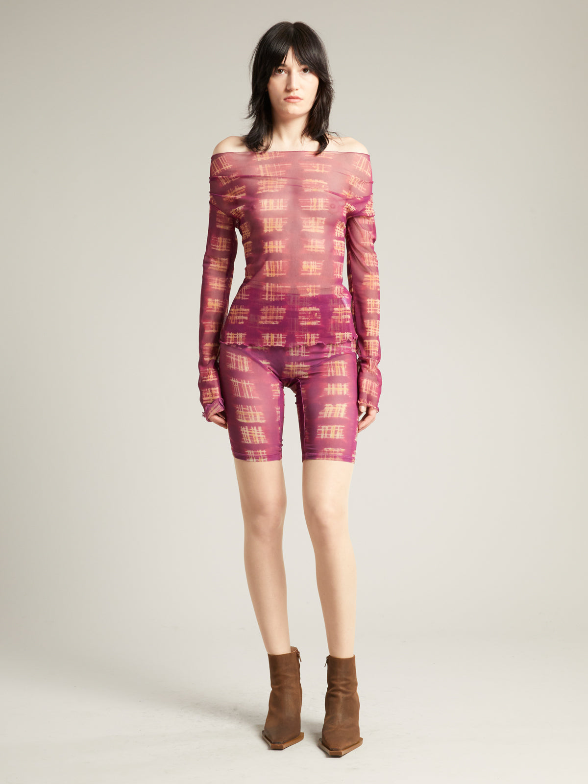 Lena Shorts Acid Plaid Purple